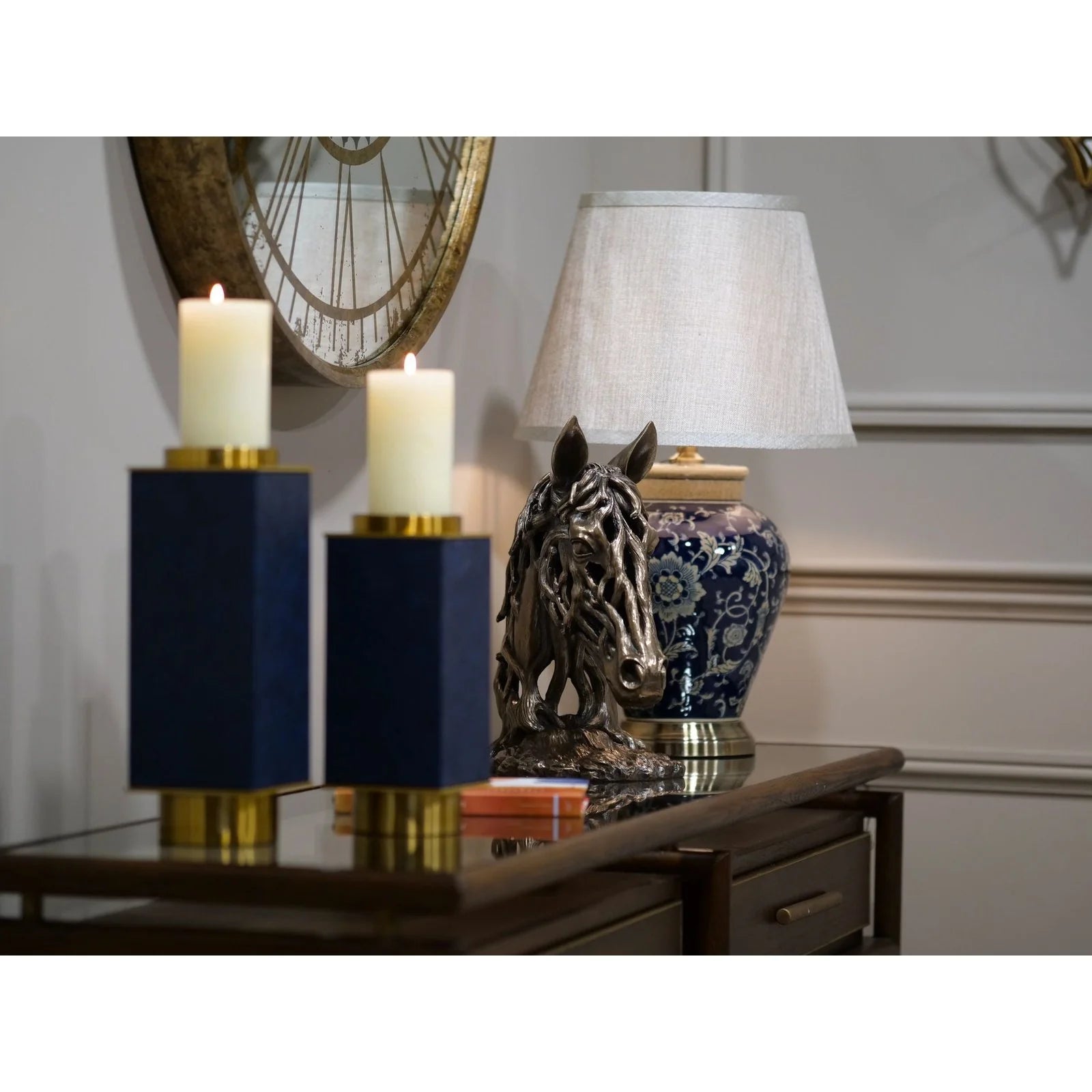 Avignon Console Table - Brown Oak & Glass Top Finish - Cusack Lighting