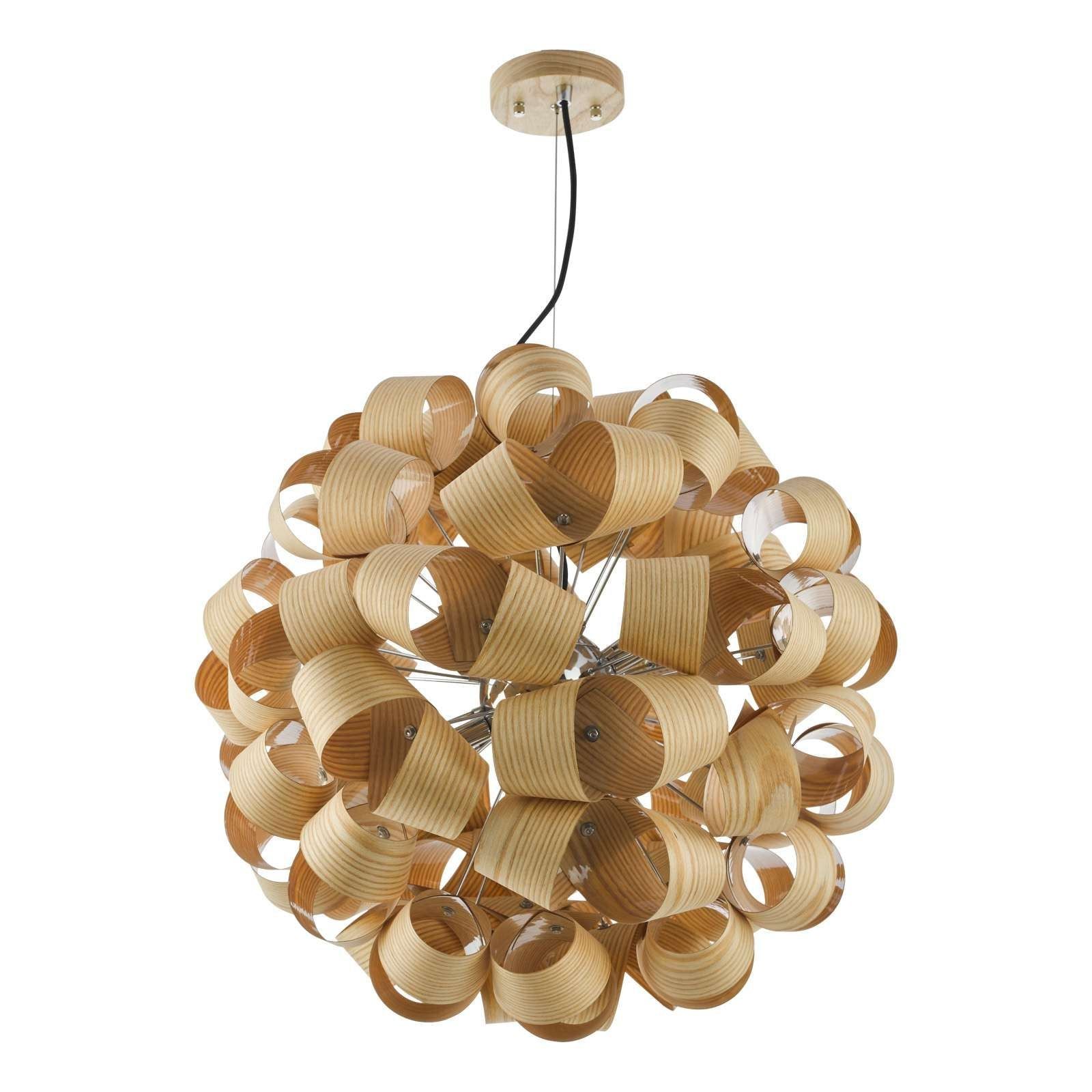 Dar Ayna 6Lt Centre Ceiling Light Real Ash Veneer - Satin Nickel IP20