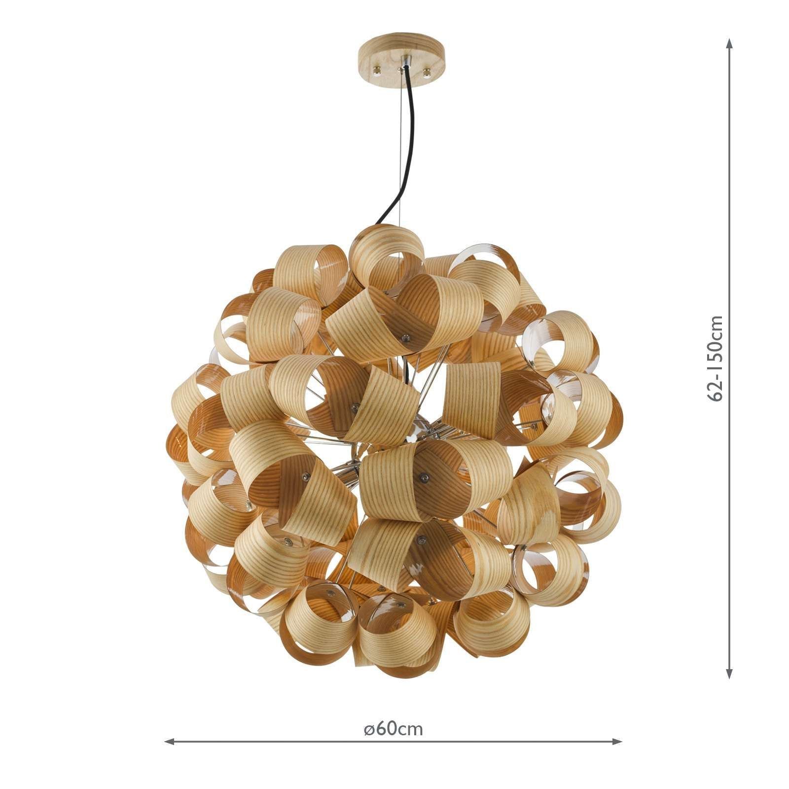 Dar Ayna 6Lt Centre Ceiling Light Real Ash Veneer - Satin Nickel IP20