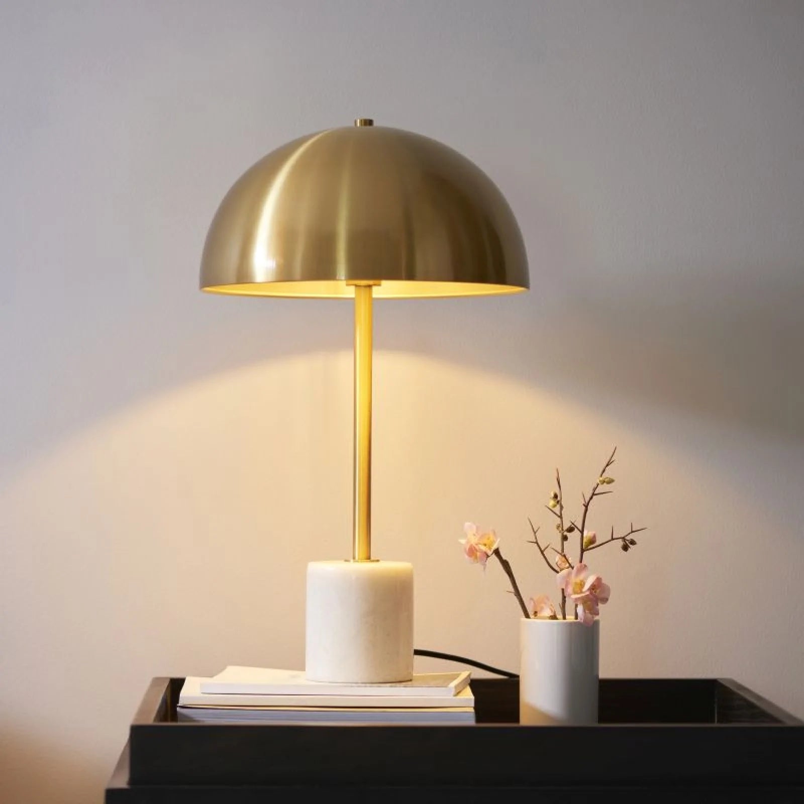 Paradiso Table Lamp- Brushed Aged Brass & White Marble