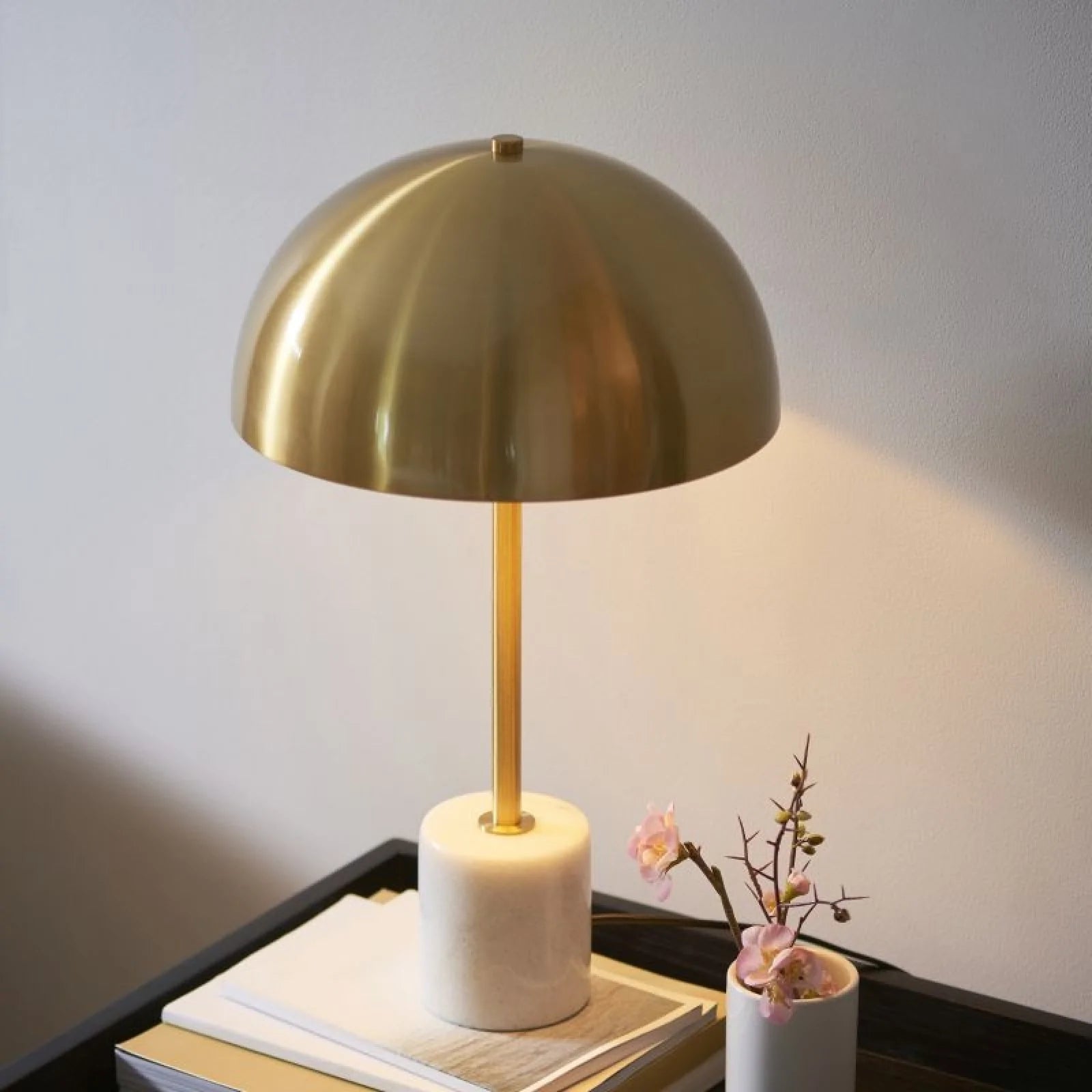 Paradiso Table Lamp- Brushed Aged Brass & White Marble