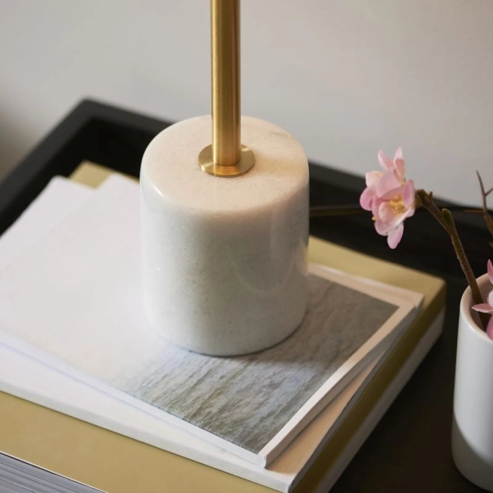 Paradiso Table Lamp- Brushed Aged Brass & White Marble