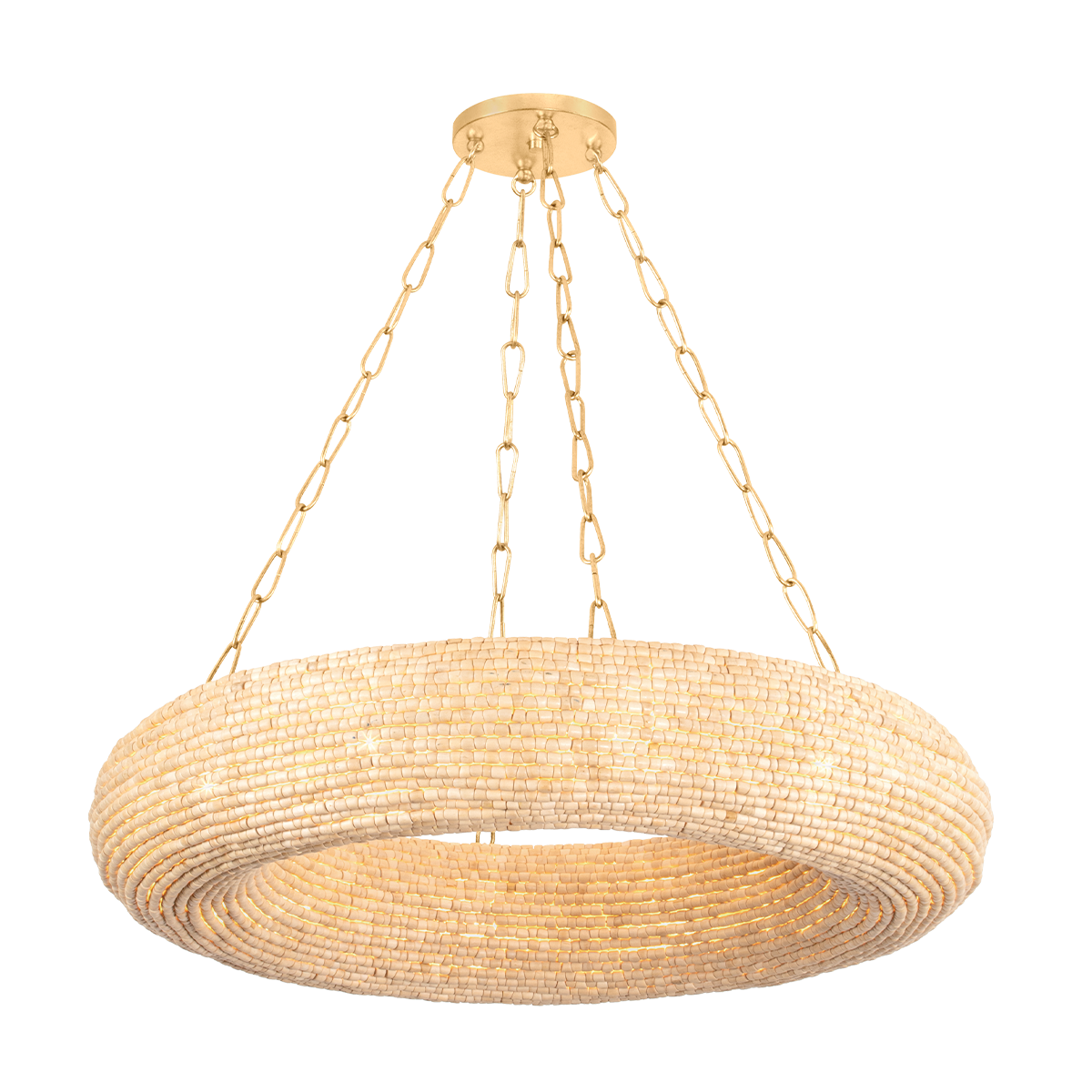 Lure 10Lt Chandelier - Wood Beads & Gold