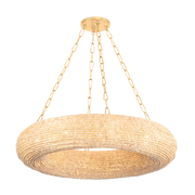 Lure 10Lt Chandelier - Wood Beads & Gold