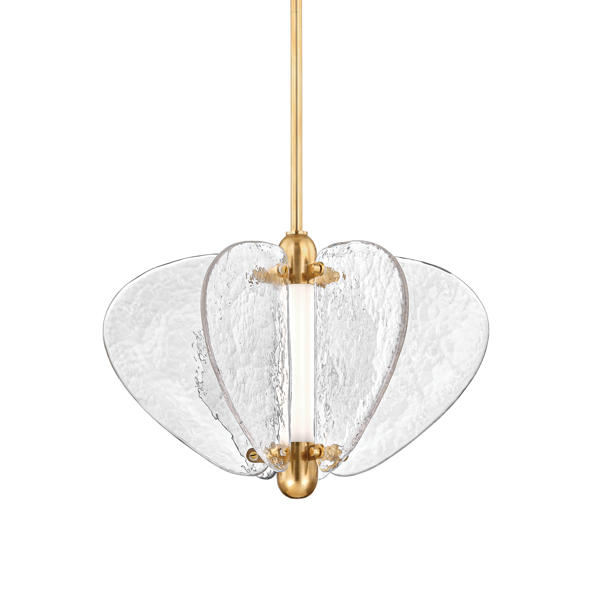 Freya LED 1Lt Pendant - Piastre Glass & Brass