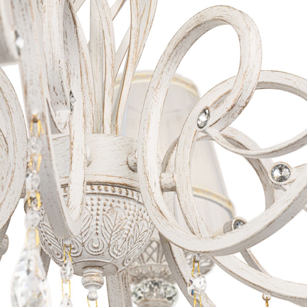 Grace 8Lt Chandelier - White with Gold finish