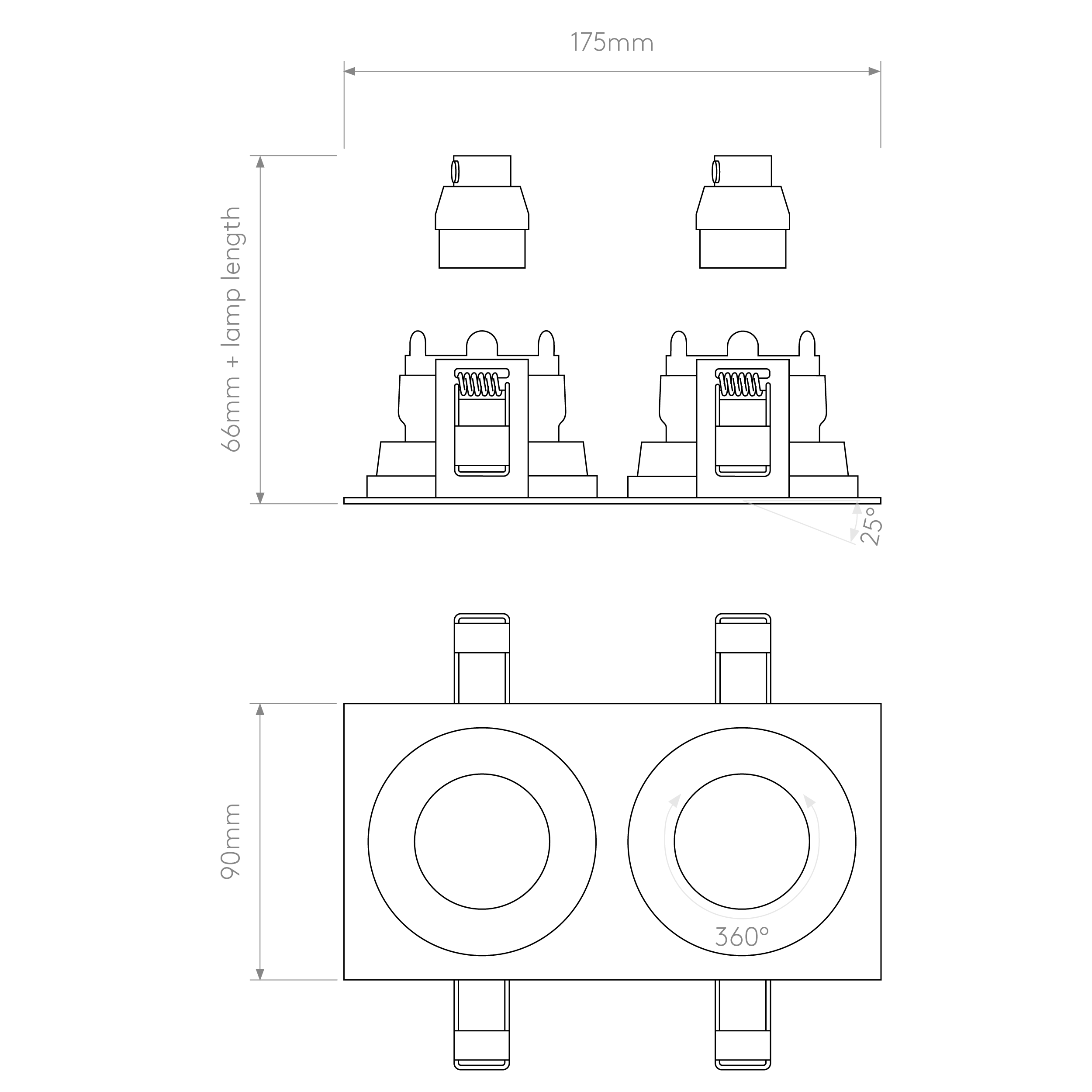 Pinhole Square Twin Adjustable Light