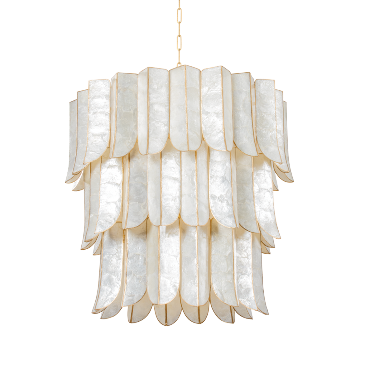 Cartagena 7/16Lt Chandelier - Capiz & Gold