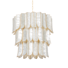 Cartagena 7/16Lt Chandelier - Capiz & Gold