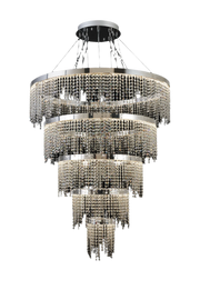 Bano 5 Tier Large Crystal LED Chandelier - Chrome/Gold