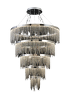 Bano 5 Tier Large Crystal LED Chandelier - Chrome/Gold