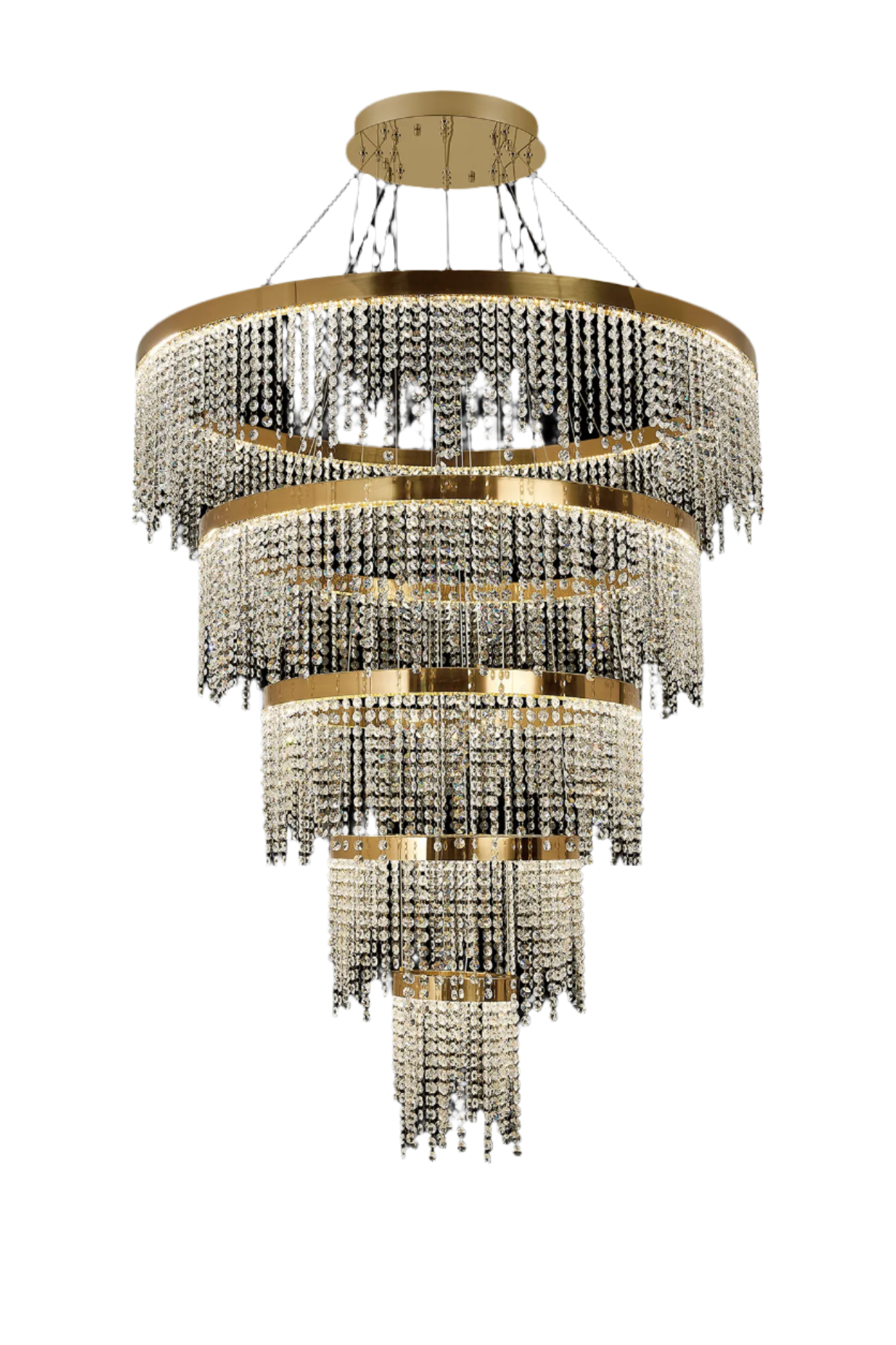 Bano 5 Tier Large Crystal LED Chandelier - Chrome/Gold