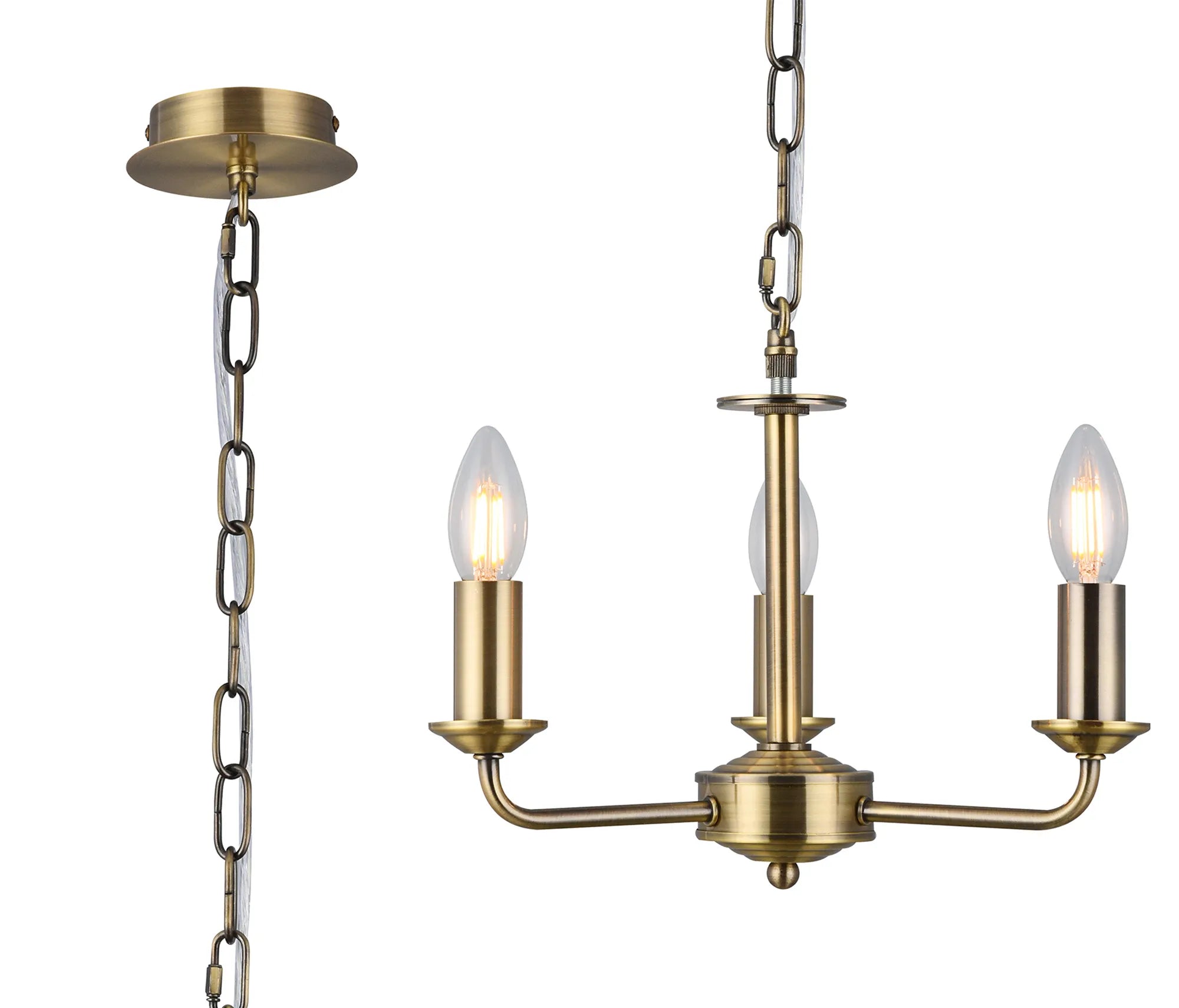 Banyan 3 Light Multi Arm Pendant/Semi Flush Without Shade Matt Black/Antique Brass