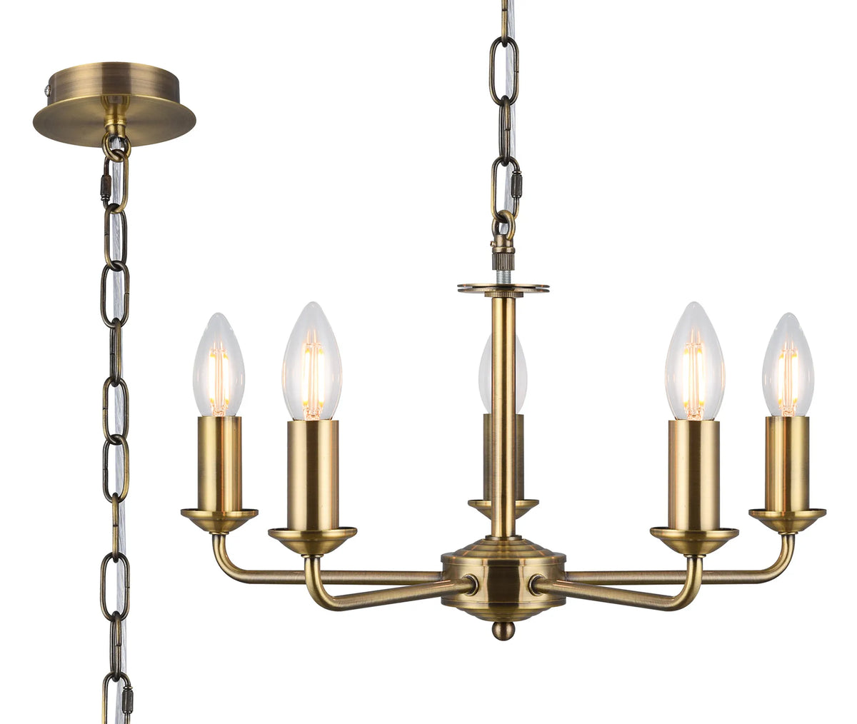 Banyan 5 Light Multi Arm Pendant Without Shade Antique Brass/ Polished Chrome/ Gold