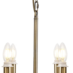 Banyan 6 Light Multi Arm Pendant/Semi Flush Without Shade, c/w 1.5m Chain, E14 Antique Brass
