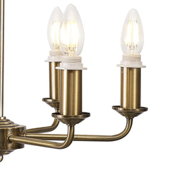 Banyan 6 Light Multi Arm Pendant/Semi Flush Without Shade, c/w 1.5m Chain, E14 Antique Brass