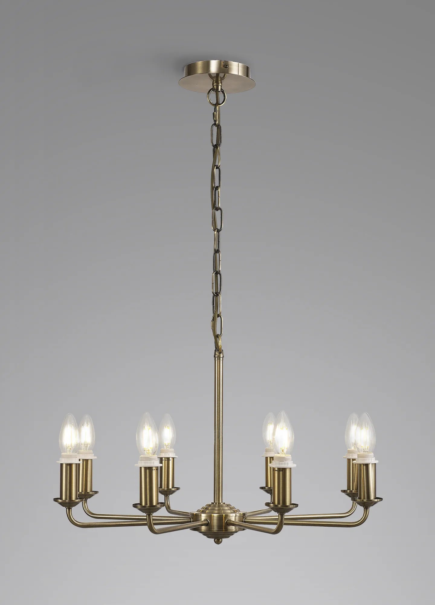 Banyan 8 Light Multi Arm Pendant/Semi Flush Without Shade Antique Brass