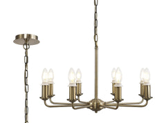 Banyan 8 Light Multi Arm Pendant/Semi Flush Without Shade Antique Brass