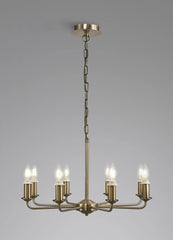 Banyan 8 Light Multi Arm Pendant/Semi Flush Without Shade Antique Brass