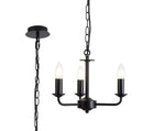 Banyan 3 Light Multi Arm Pendant/Semi Flush Without Shade Matt Black/Antique Brass