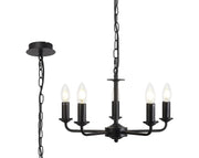 Banyan 5 Light Multi Arm Pendant Without Shade Matt Black- Promotional Offer