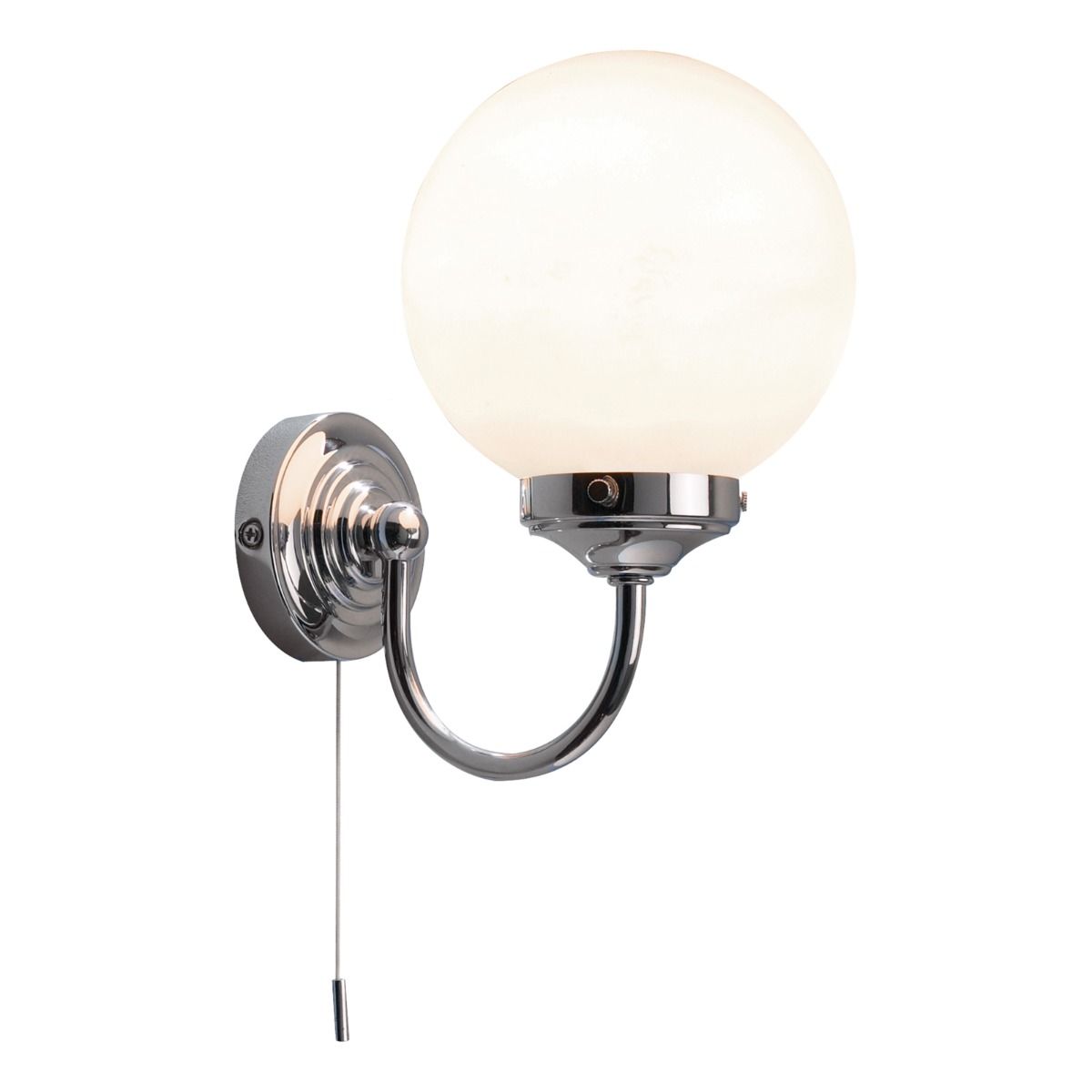 Barclay Bathroom Wall Light Antique Brass/Polished Chrome Opal Glass IP44