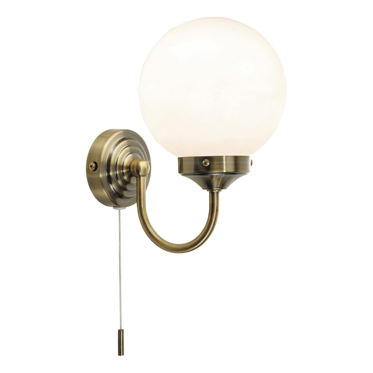 Barclay Bathroom Wall Light Antique Brass/Polished Chrome Opal Glass IP44