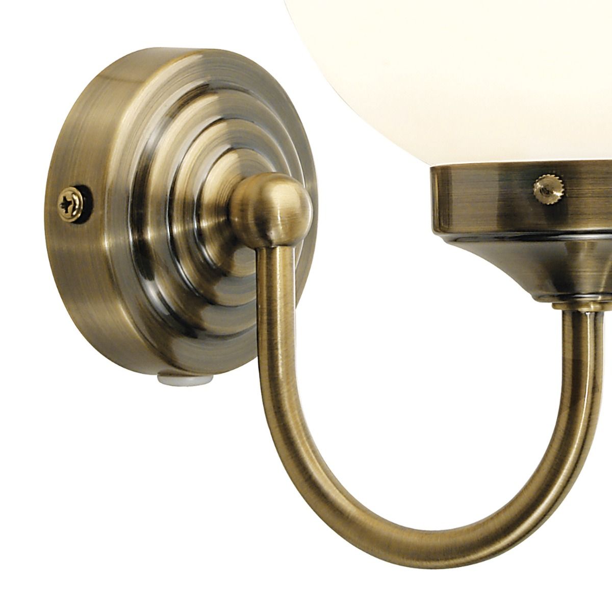 Barclay Bathroom Wall Light Antique Brass/Polished Chrome Opal Glass IP44