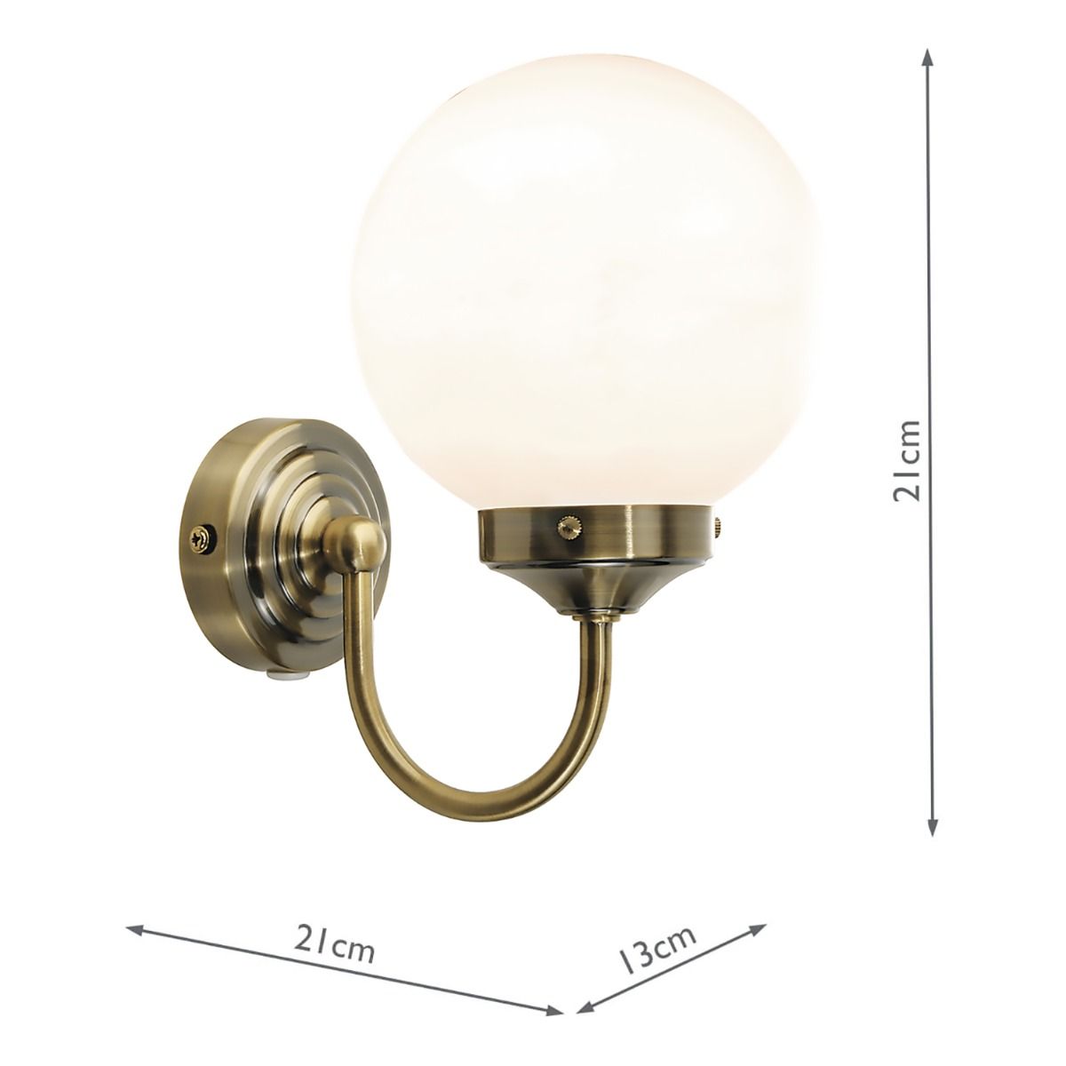 Barclay Bathroom Wall Light Antique Brass/Polished Chrome Opal Glass IP44