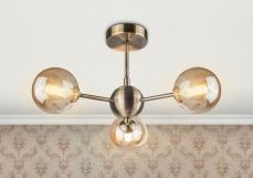 Barbara 3Lt/5Lt Semi Flush- Antique Brass & Satin Chrome Finishes