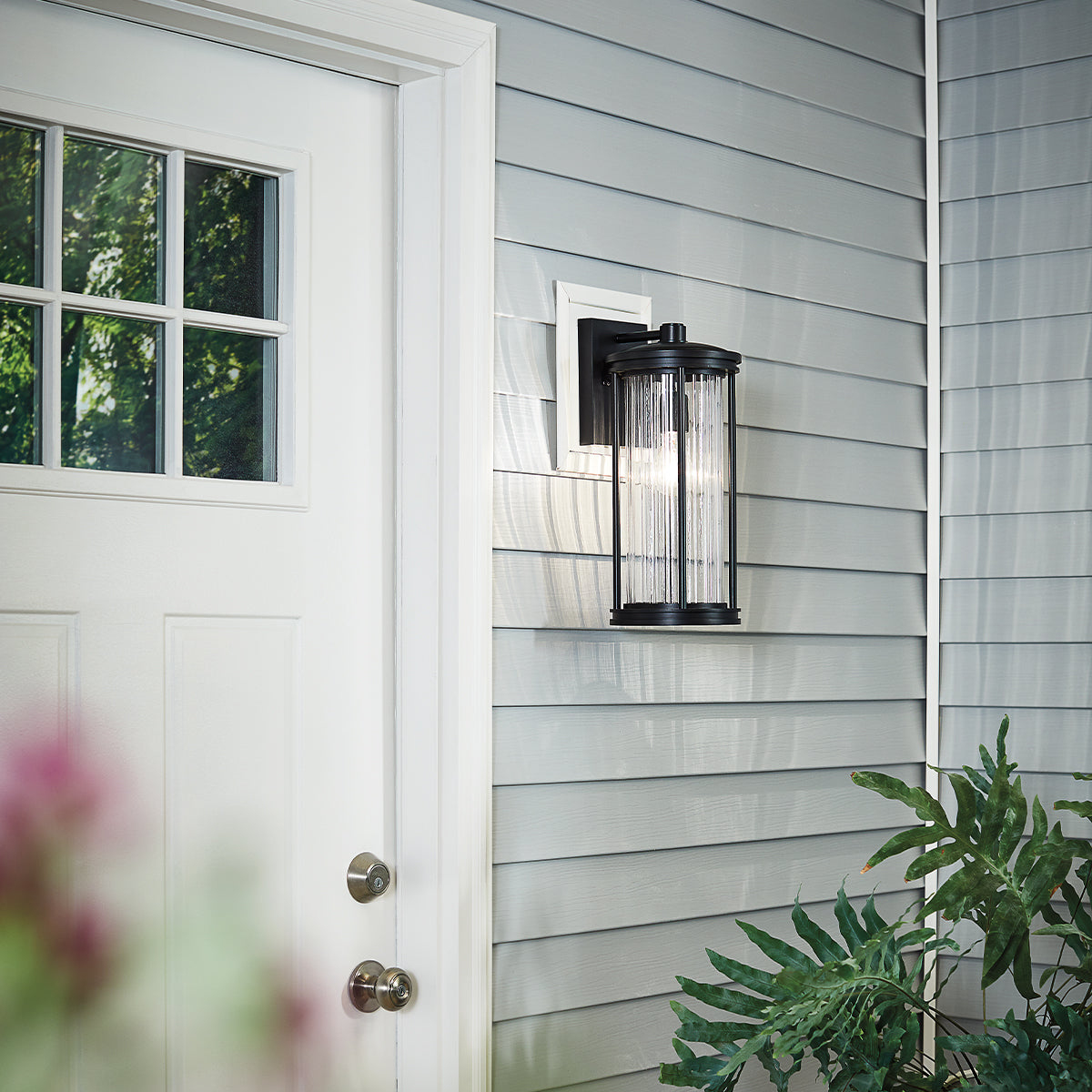 Barras Medium Wall Lantern - Black Finish