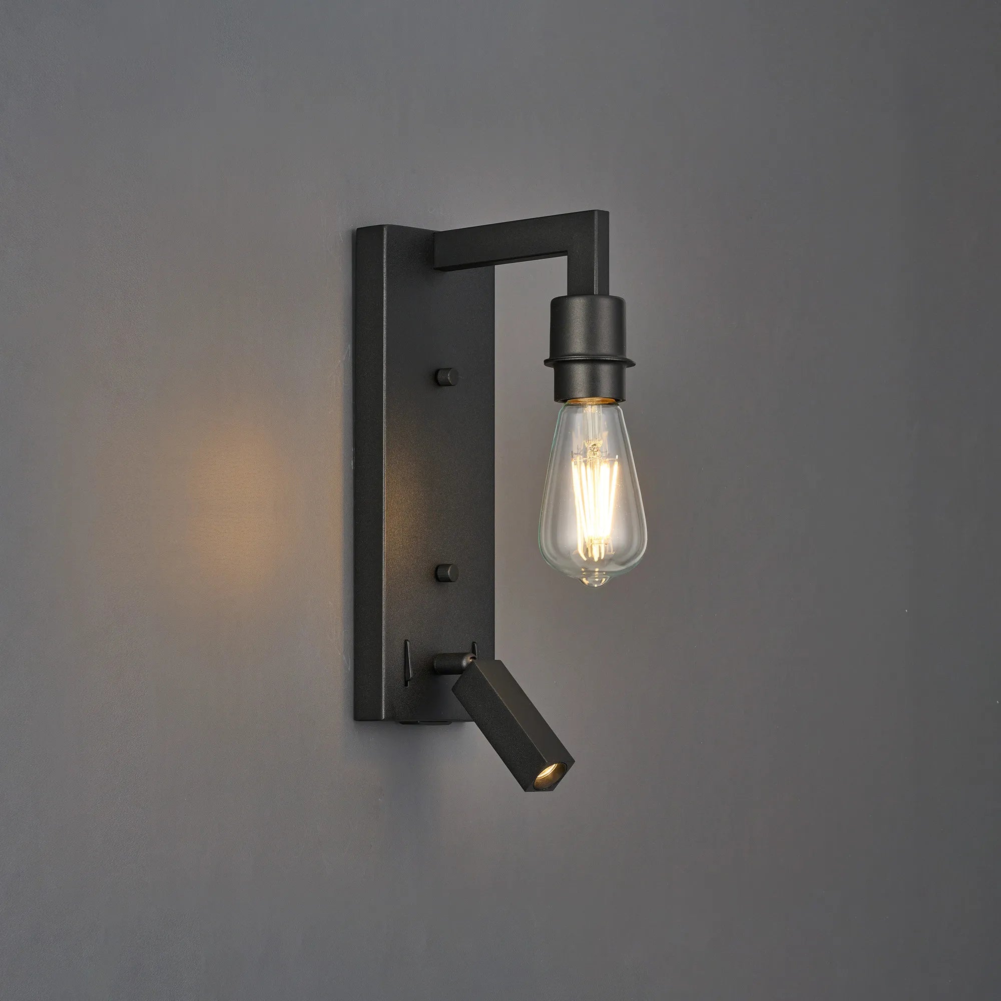 Braxton Wall Lamp (FRAME ONLY) Without Shade, 1 Light E27 + Reading Light USB-A & USB-C 3W LED, 3000K, 270lm