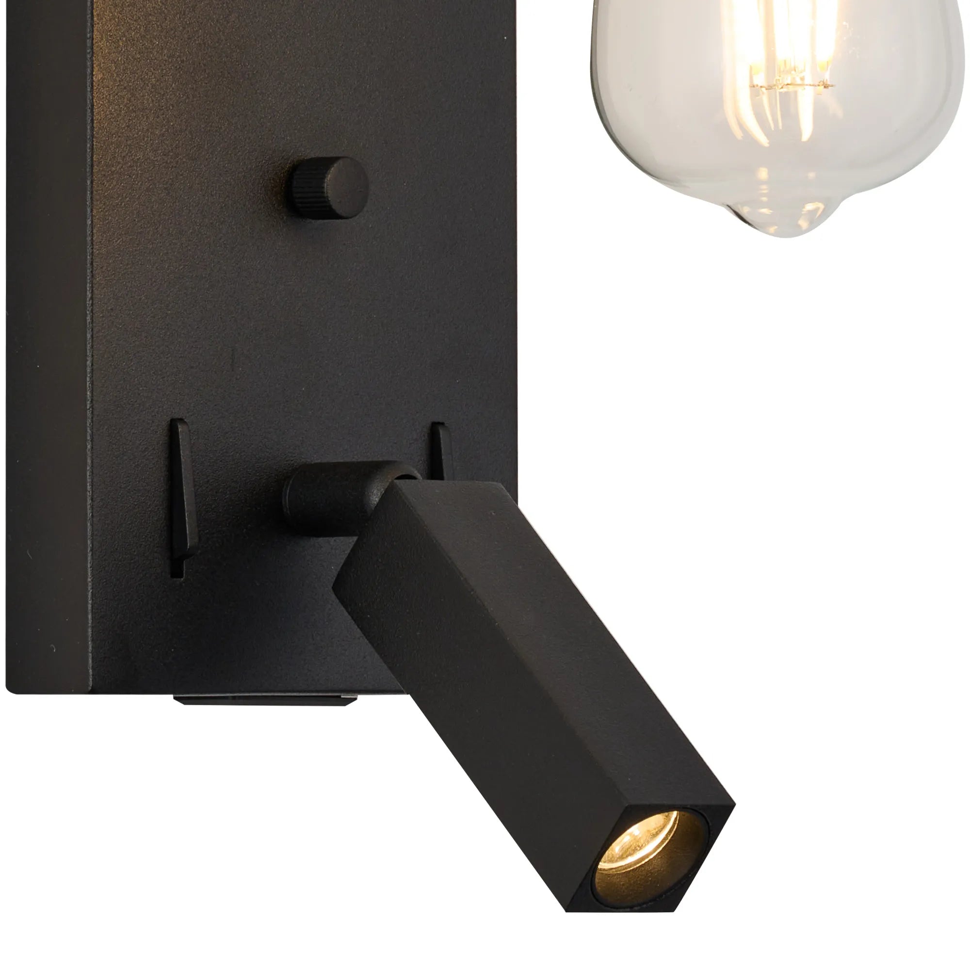 Braxton Wall Lamp (FRAME ONLY) Without Shade, 1 Light E27 + Reading Light USB-A & USB-C 3W LED, 3000K, 270lm