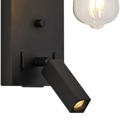 Braxton Wall Lamp (FRAME ONLY) Without Shade, 1 Light E27 + Reading Light USB-A & USB-C 3W LED, 3000K, 270lm