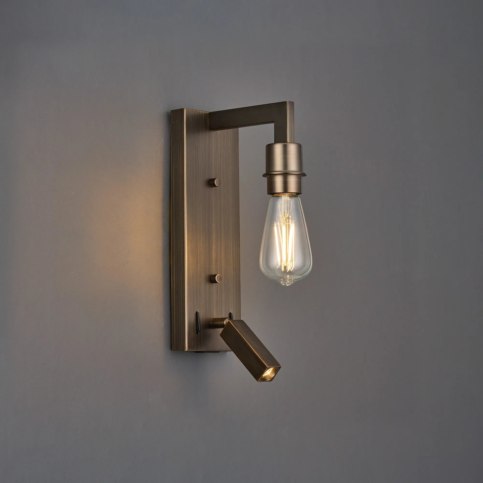 Braxton Wall Lamp (FRAME ONLY) Without Shade, 1 Light E27 + Reading Light USB-A & USB-C 3W LED, 3000K, 270lm
