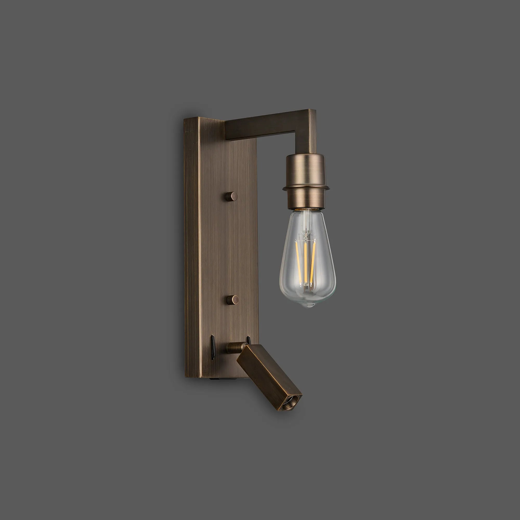 Braxton Wall Lamp (FRAME ONLY) Without Shade, 1 Light E27 + Reading Light USB-A & USB-C 3W LED, 3000K, 270lm