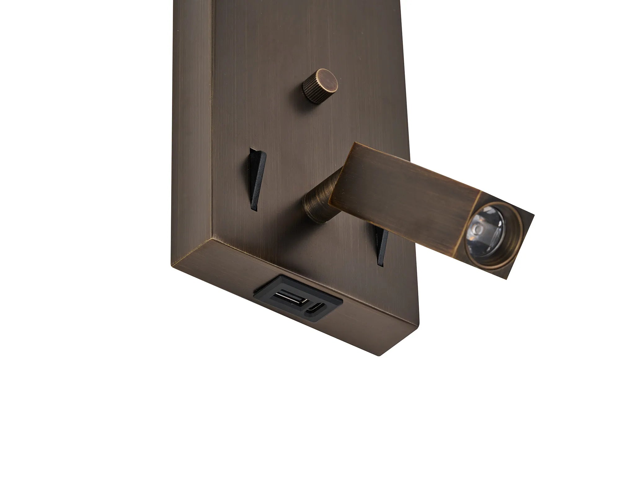 Braxton Wall Lamp (FRAME ONLY) Without Shade, 1 Light E27 + Reading Light USB-A & USB-C 3W LED, 3000K, 270lm