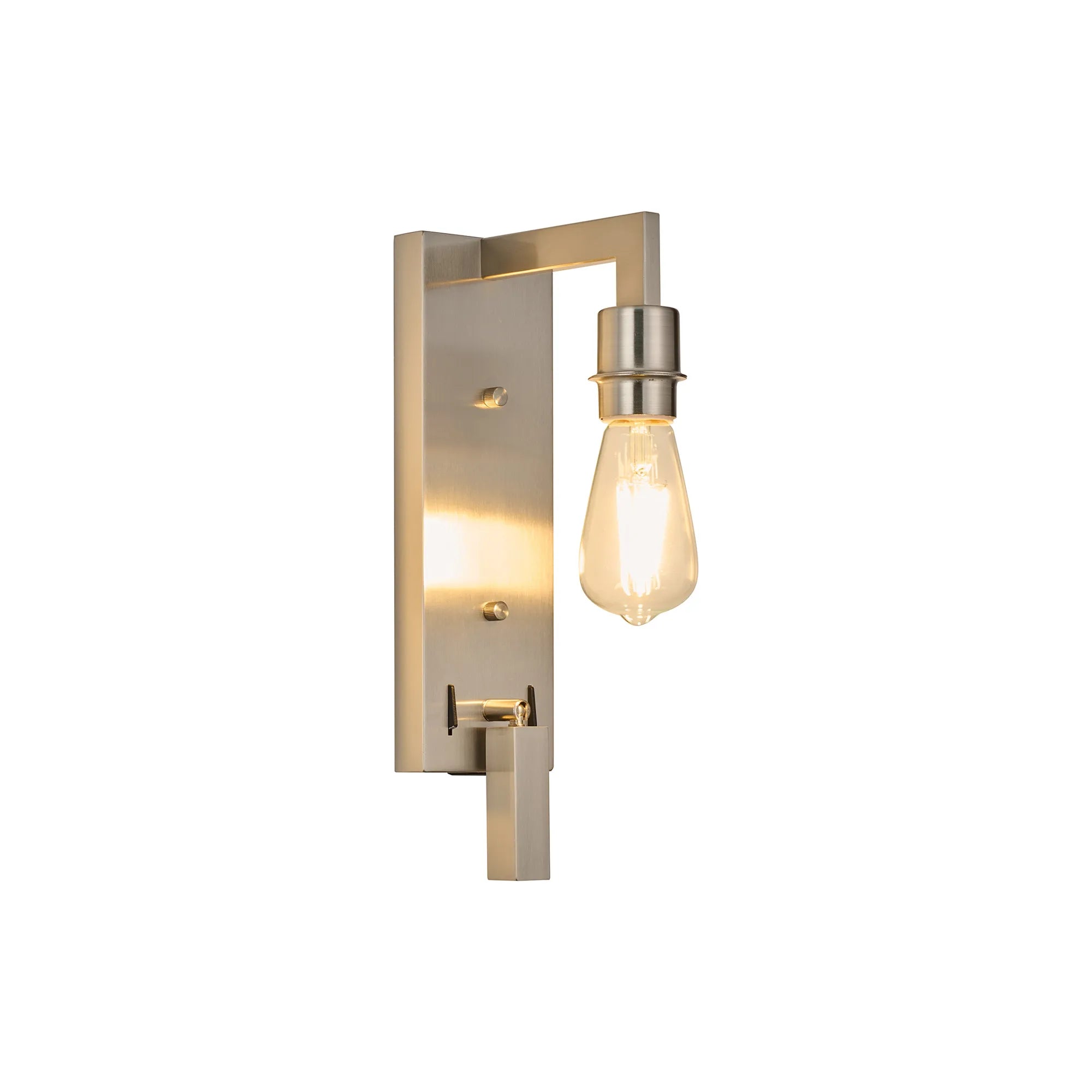 Braxton Wall Lamp (FRAME ONLY) Without Shade, 1 Light E27 + Reading Light USB-A & USB-C 3W LED, 3000K, 270lm
