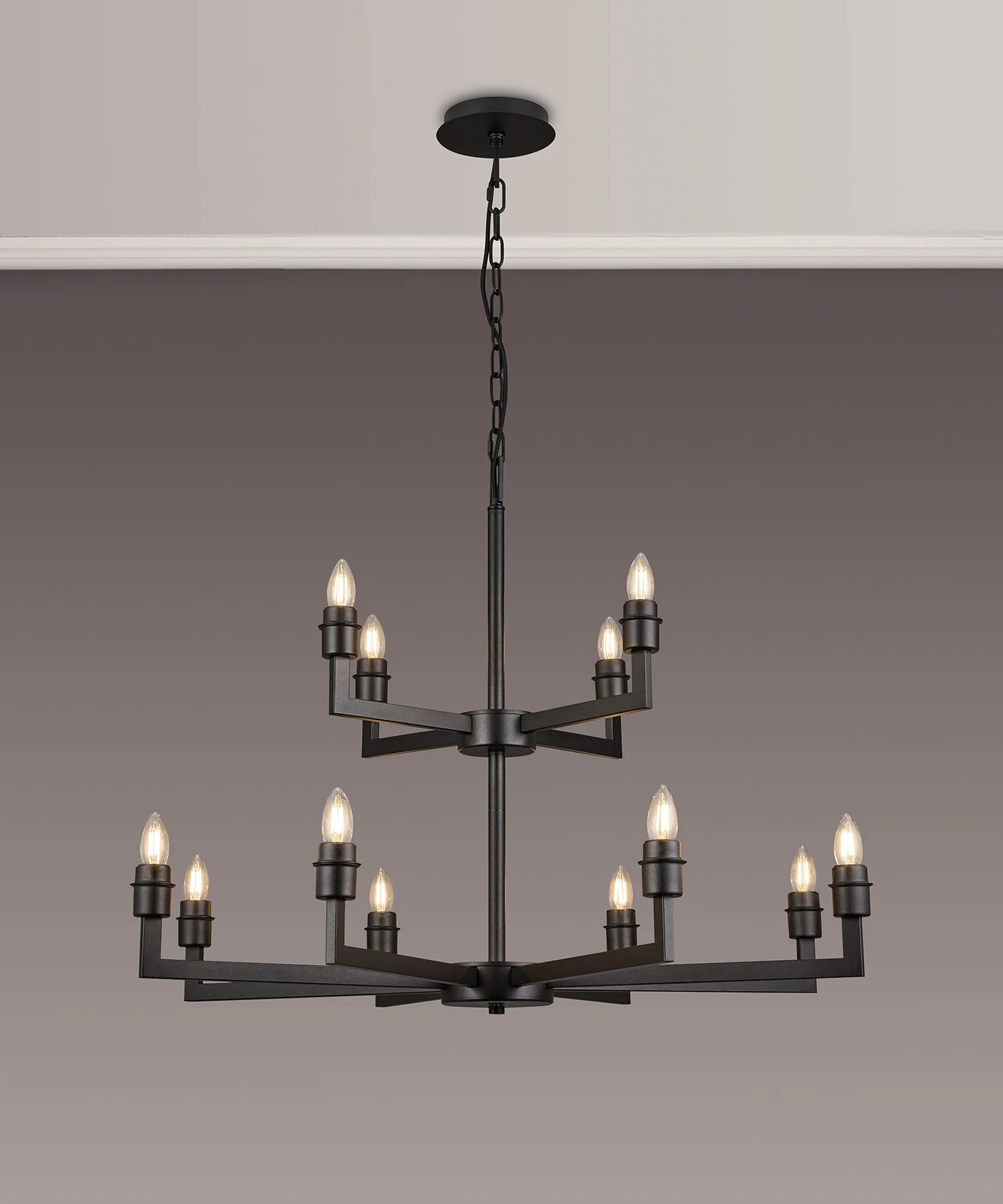 Braxton Multi Arm 2 Tier Pendant Without Shade, 4 + 8 Light E27 Frame Only