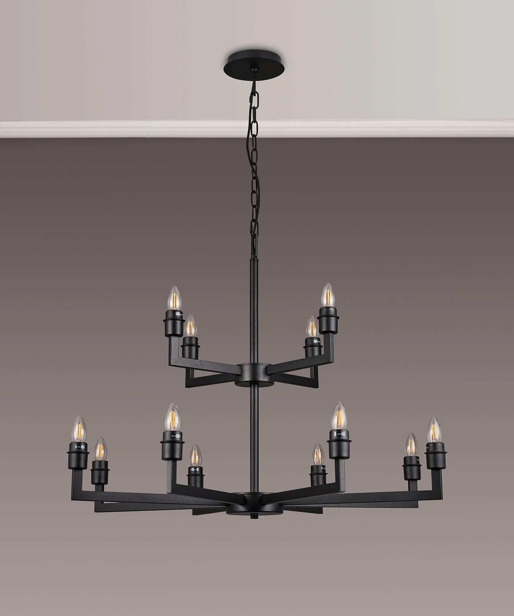 Braxton Multi Arm 2 Tier Pendant Without Shade, 4 + 8 Light E27 Frame Only