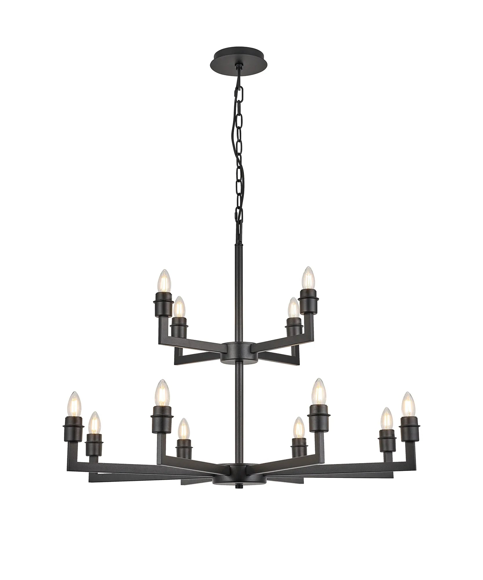 Braxton Multi Arm 2 Tier Pendant Without Shade, 4 + 8 Light E27 Frame Only