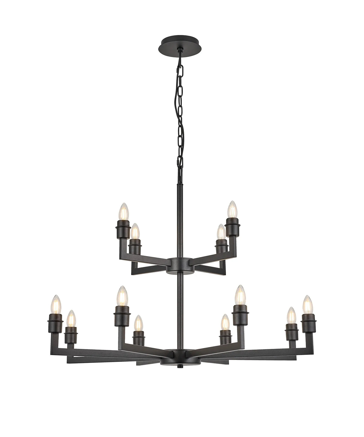 Braxton Multi Arm 2 Tier Pendant Without Shade, 4 + 8 Light E27 Frame Only
