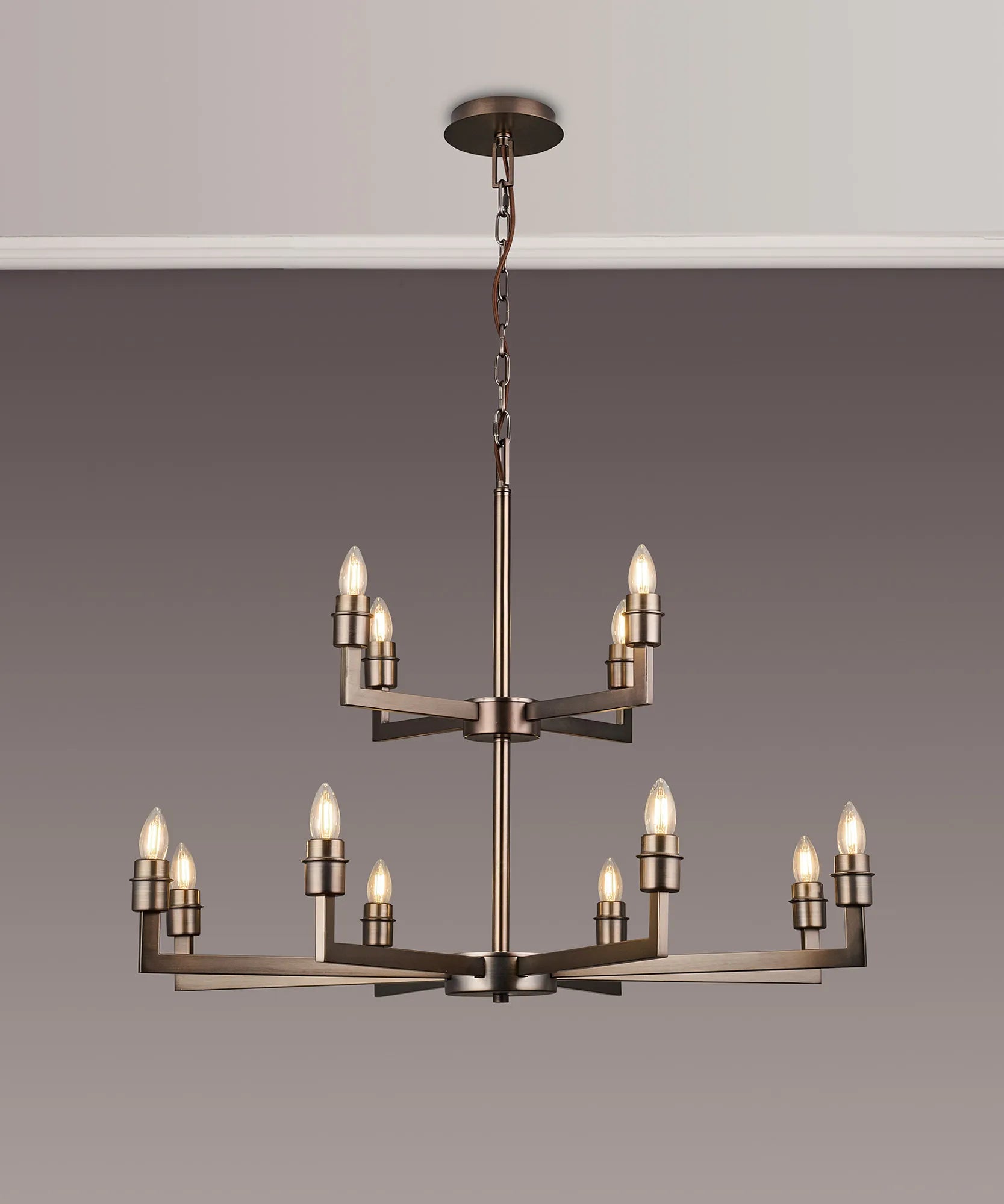 Braxton Multi Arm 2 Tier Pendant Without Shade, 4 + 8 Light E27 Frame Only