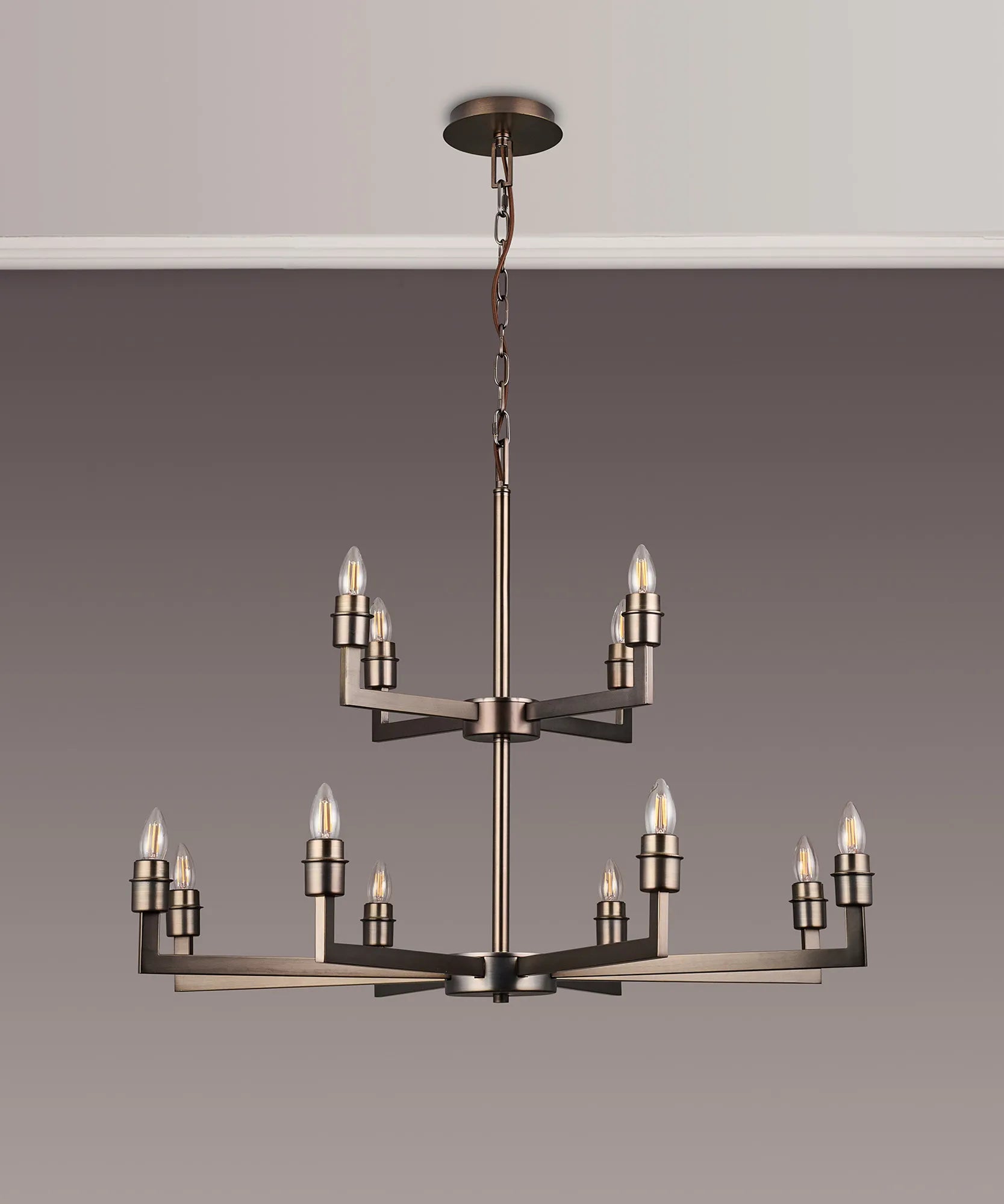 Braxton Multi Arm 2 Tier Pendant Without Shade, 4 + 8 Light E27 Frame Only