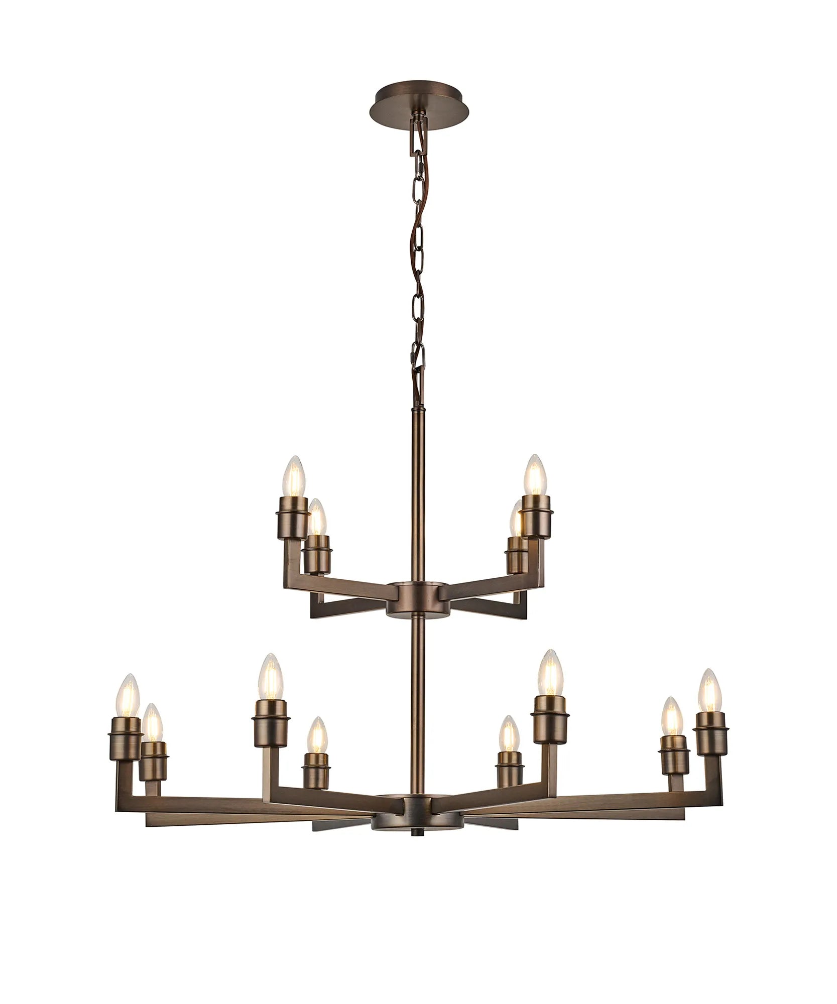 Braxton Multi Arm 2 Tier Pendant Without Shade, 4 + 8 Light E27 Frame Only
