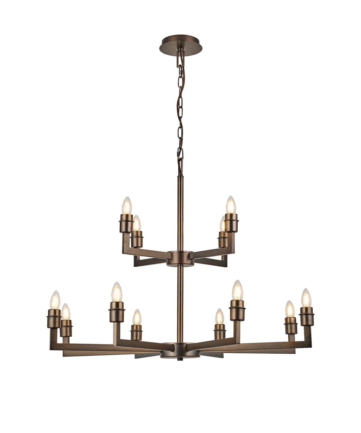 Braxton 12Lt Multi-Arm Pendant Without Shade - Bronze/Black/Nickel