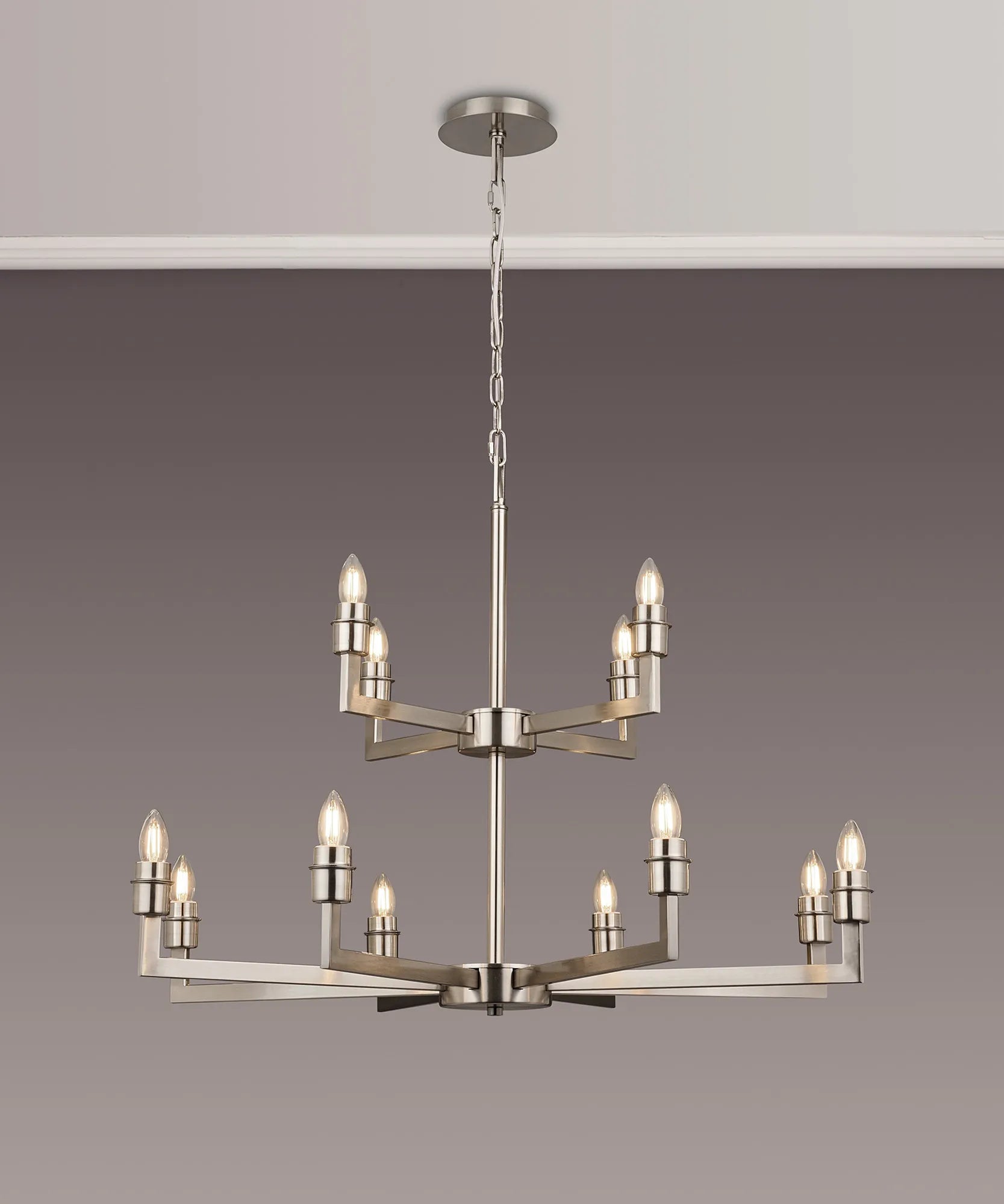 Braxton Multi Arm 2 Tier Pendant Without Shade, 4 + 8 Light E27 Frame Only