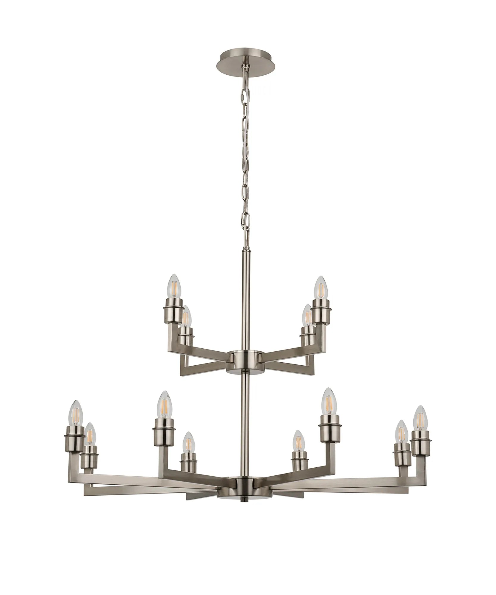 Braxton Multi Arm 2 Tier Pendant Without Shade, 4 + 8 Light E27 Frame Only