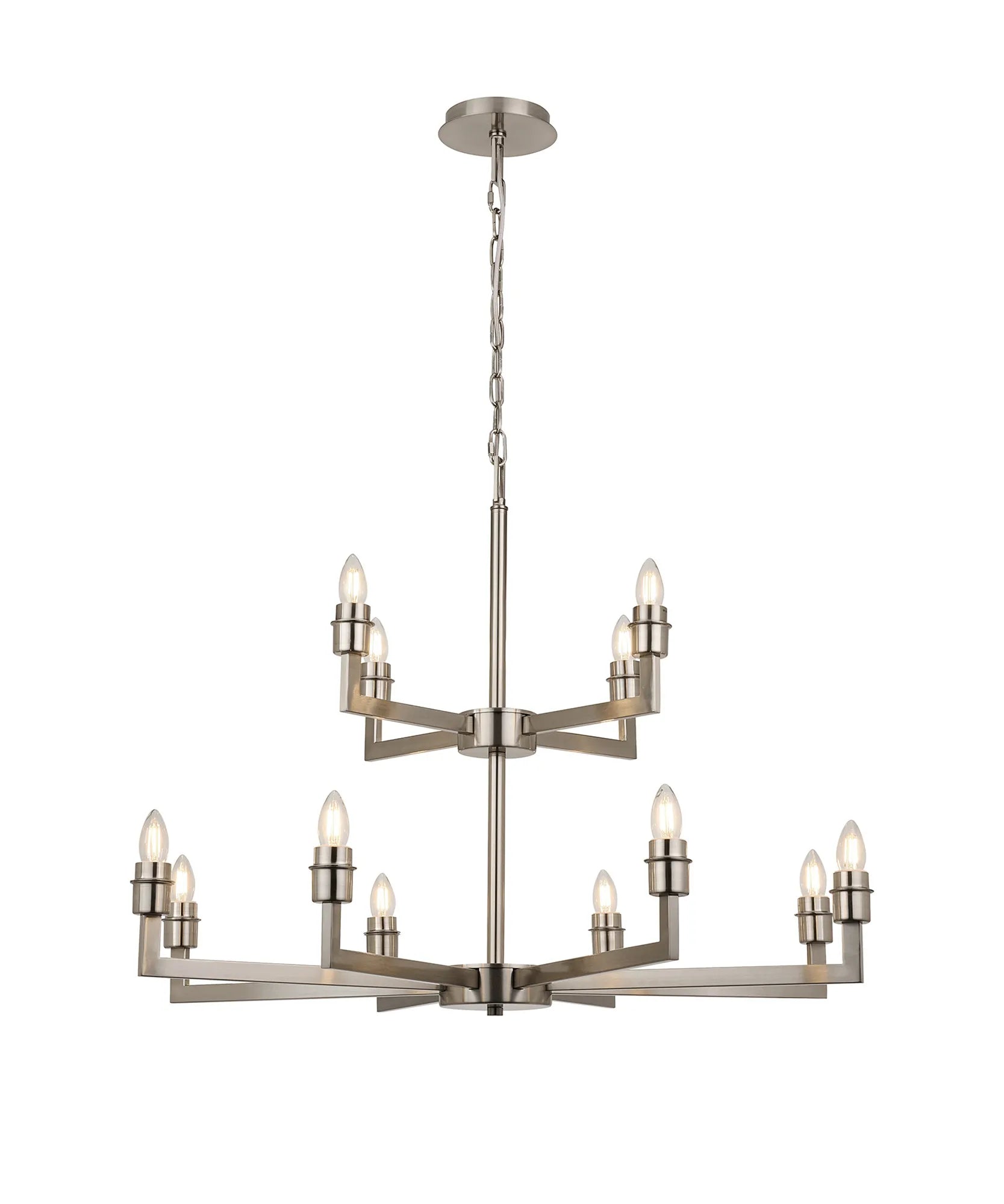 Braxton Multi Arm 2 Tier Pendant Without Shade, 4 + 8 Light E27 Frame Only