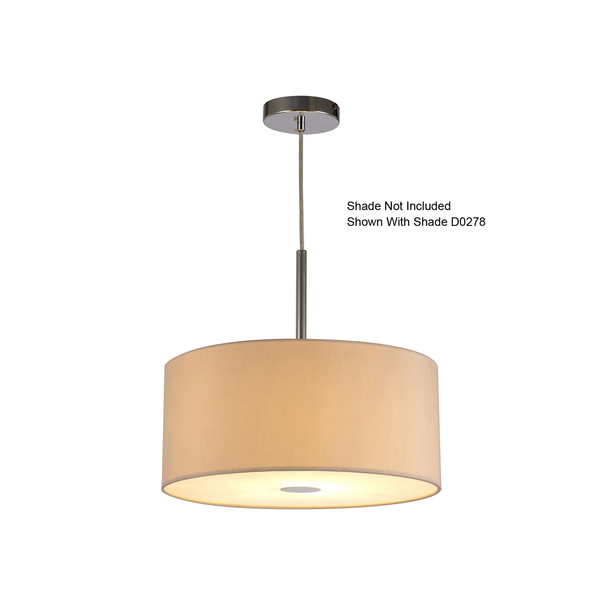 Baymont Polished Chrome 1 Light E27 Universal Single Pendant, Suitable For A Vast Selection Of Shades